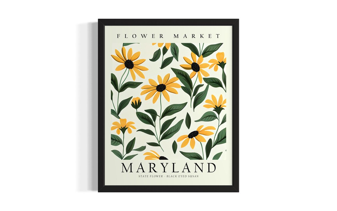 Maryland Flower Market Black Eyed Susan State Flower Botanical Poster