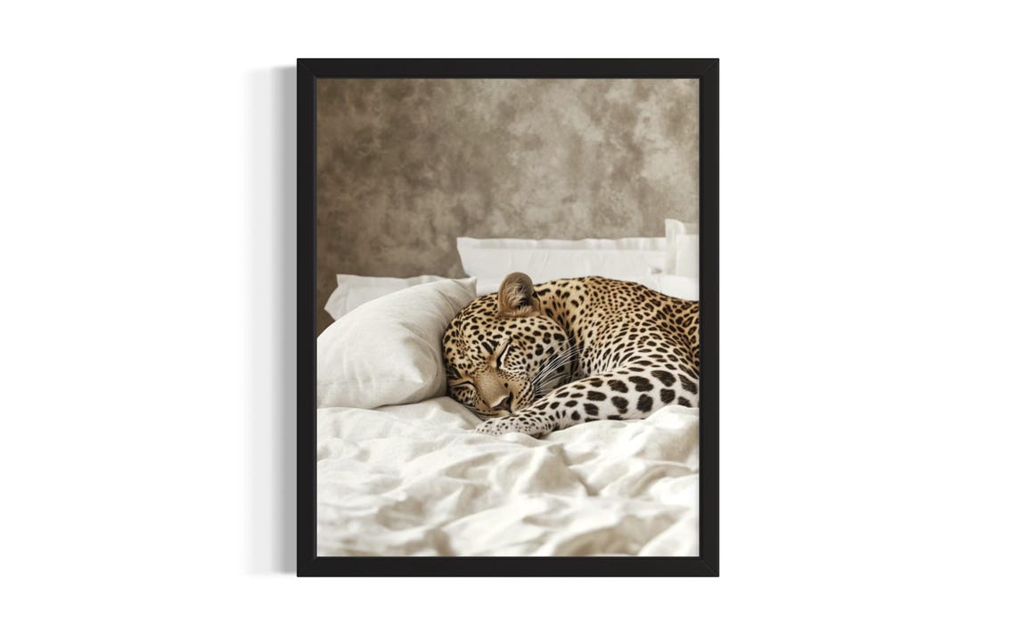 Leopard Animal Bedroom Poster Art Print Wall Original Painting Artwork Decor