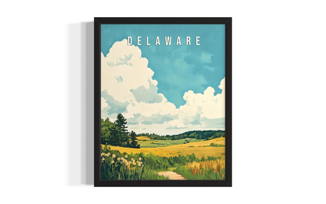 Delaware Piedmont Plateau Golden Fields Wildflower Art Poster