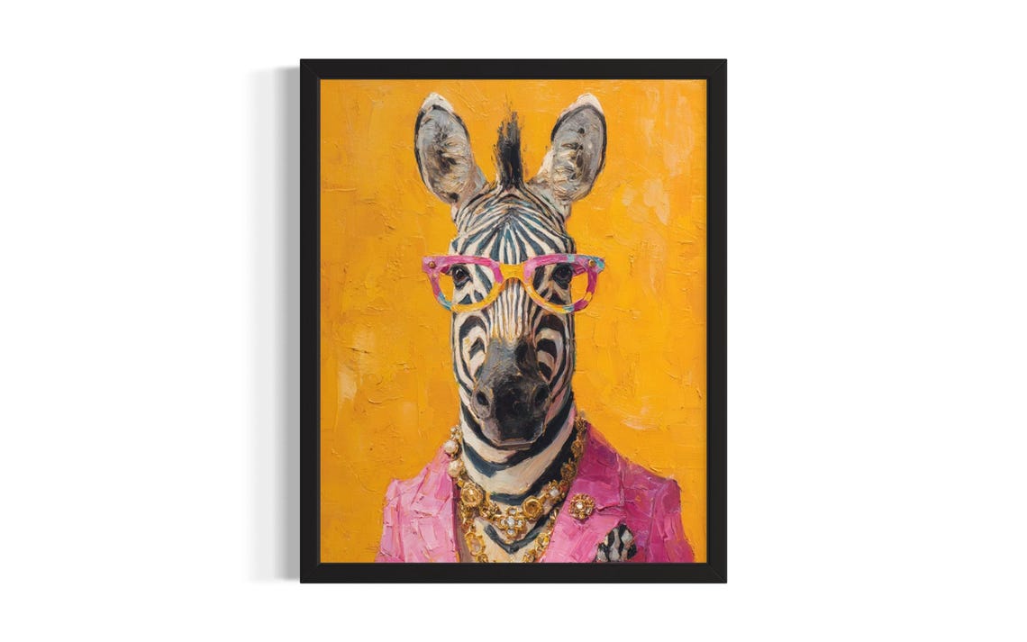 Zebra Animal Poster Art Print Living Room Wall Original Painting Artwork Decor