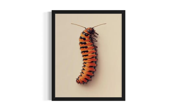 Caterpillar Insects Poster Art Print Kitchen Wall Original Painting Artwork Decor