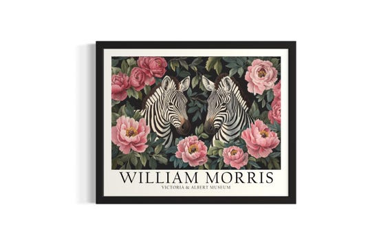 Zebra William Morris Sea Creatures Poster Art Print Living Room Wall Original Painting Artwork Decor