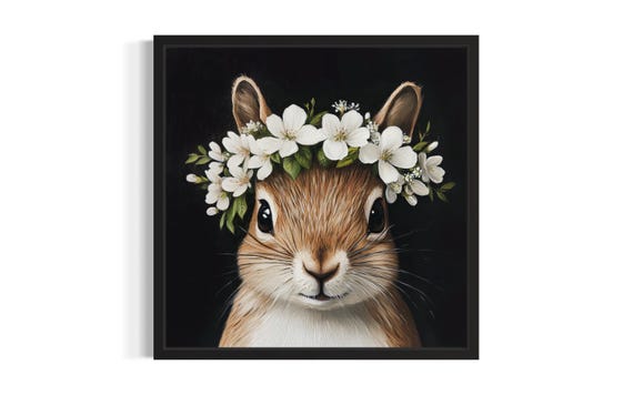 Squirrel Nursery Animal Poster Art Print Living Room Wall Original Painting Artwork Decor