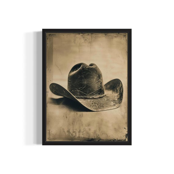 Cowboy Hat Poster Art Print Vintage Gothic Wall Art Painting Decor Photo