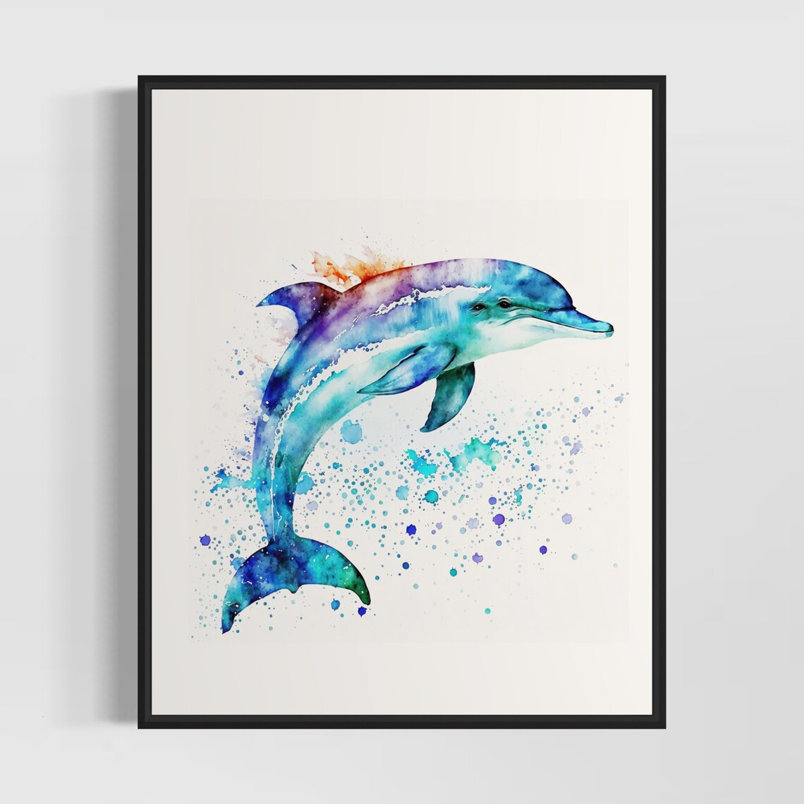 Dolphin Watercolor Art Print Painting Wall Decor Original Artwork By Artist