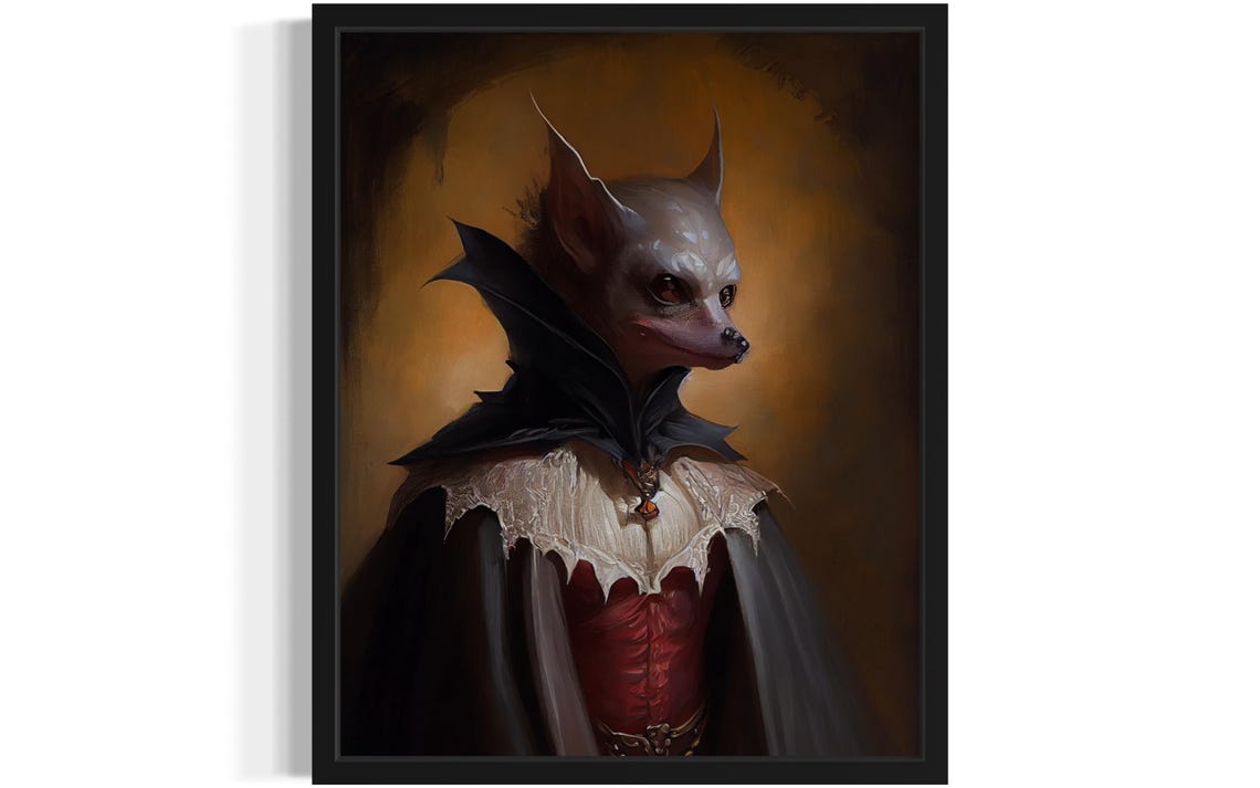 Bat Vampire in a Flowing Black Cape Dramatic Gothic Portrait Poster