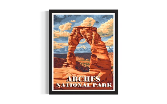 Arches National Park Delicate Arch Vintage Desert Travel Poster