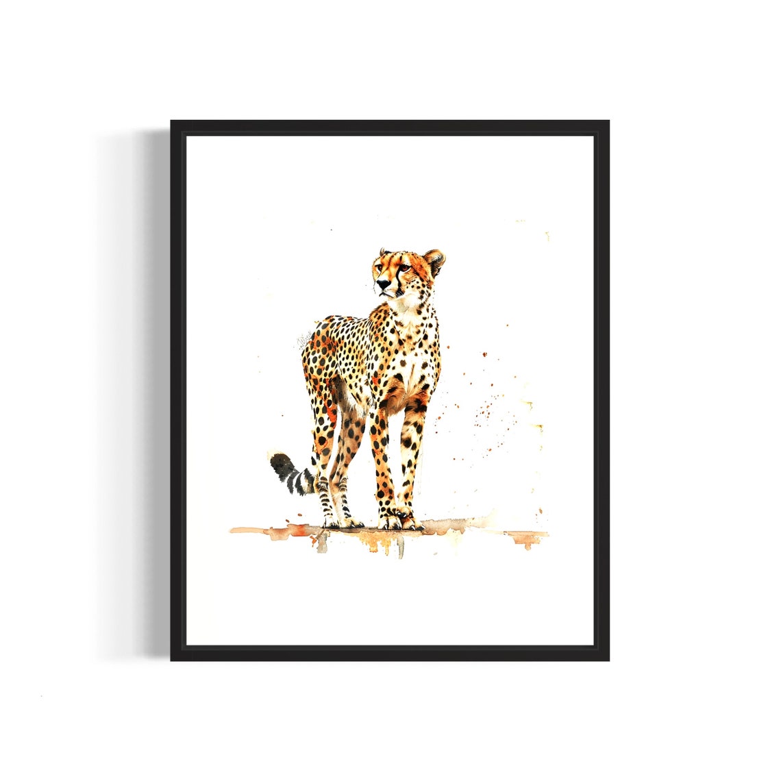 Cheetah Watercolor Art Print Poster Animal Painting Wall Decor
