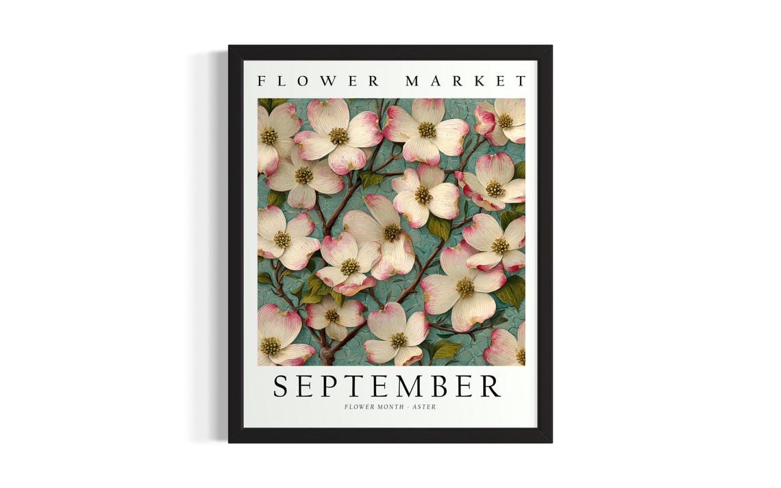 September Flower Market Vintage Blossom Textile Collection Poster