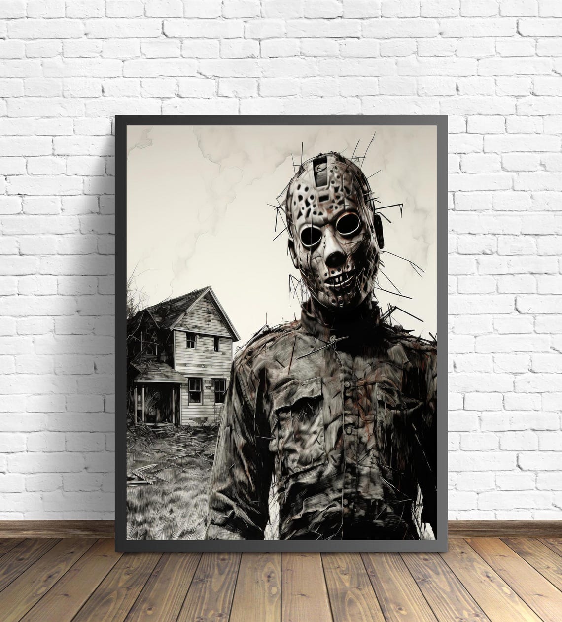 Masked Killer Stalking An Old Farmhouse Chilling Horror Movie Poster