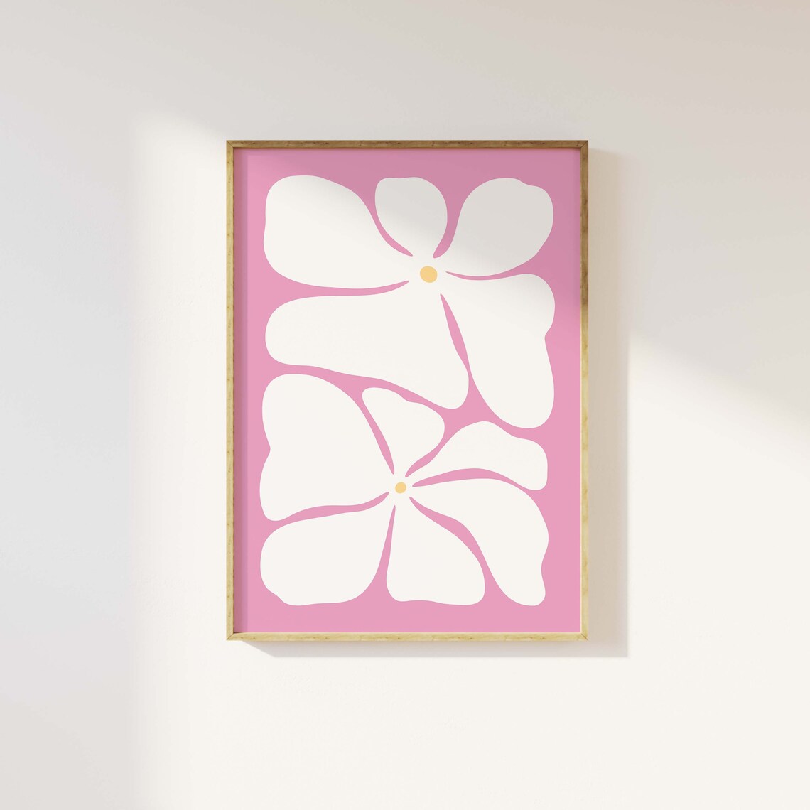 Pink White Bold Abstract Flower Minimalist Poster For Girls Room - Image 2