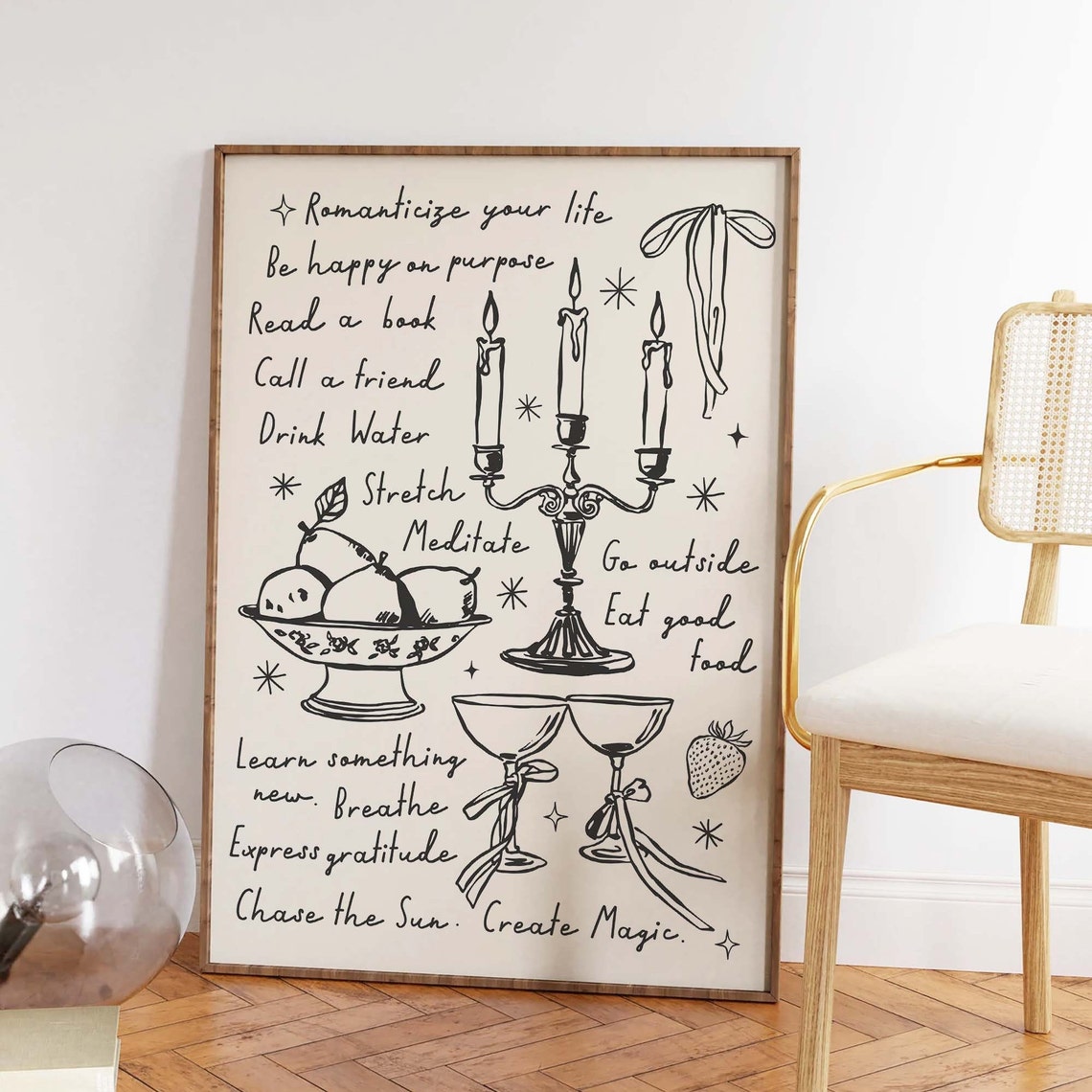 Romanticize Your Life Handwritten Affirmation List Poster In Black - Image 2