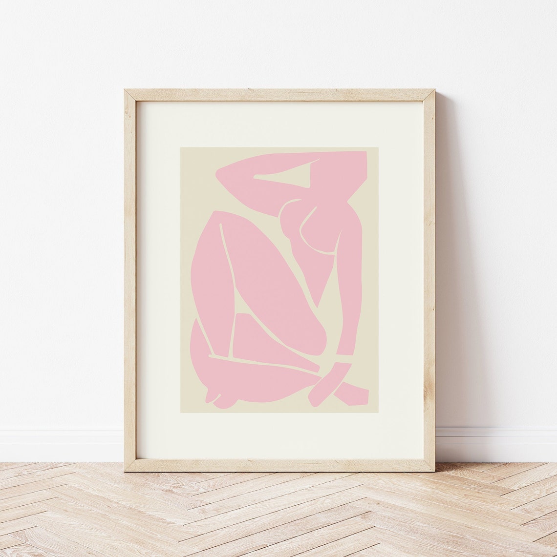 Matisse Style Pink Nude Seated Figure Modern Abstract Art Print - Image 3