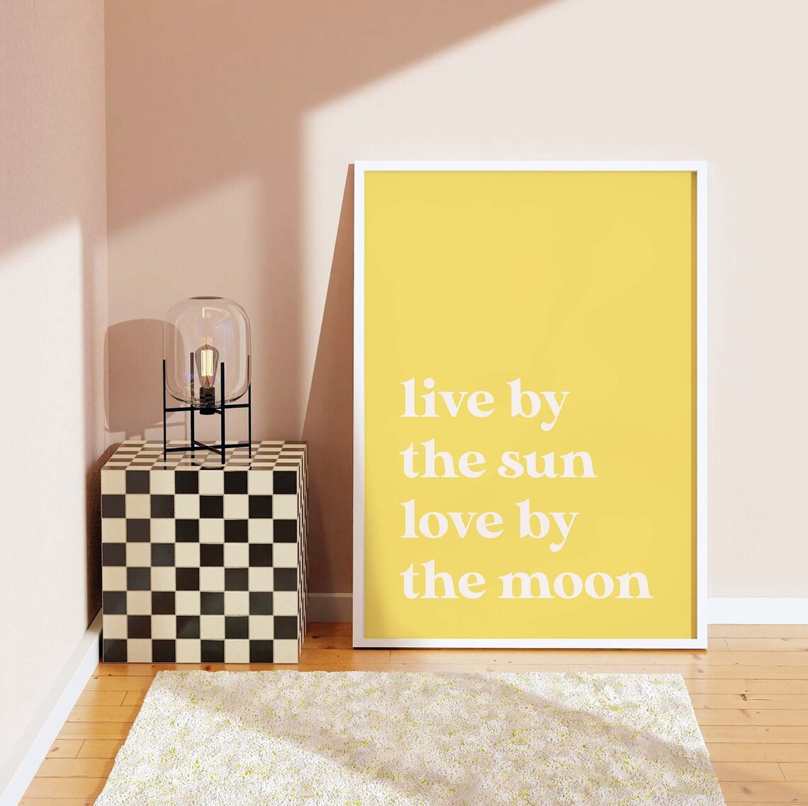 Live By The Sun Love By The Moon Quote Yellow Typography Poster - Image 2