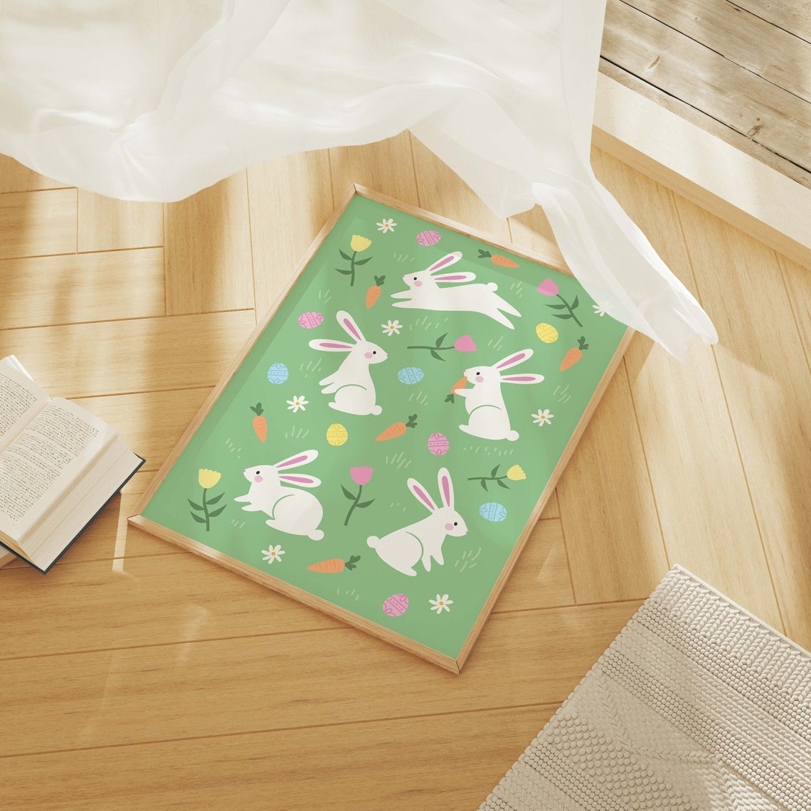 Easter Print Art Cute Easter Art Print Easter Bunnies Wall Art Trendy Easter Decor Spring Wall Decor - Image 3
