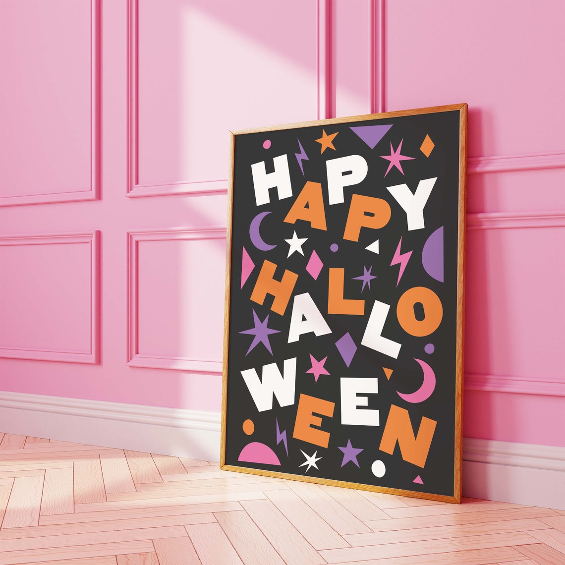 Happy Halloween Print Art Cute Abstract Halloween Wall Art Trendy Halloween Wall Art - Image 3