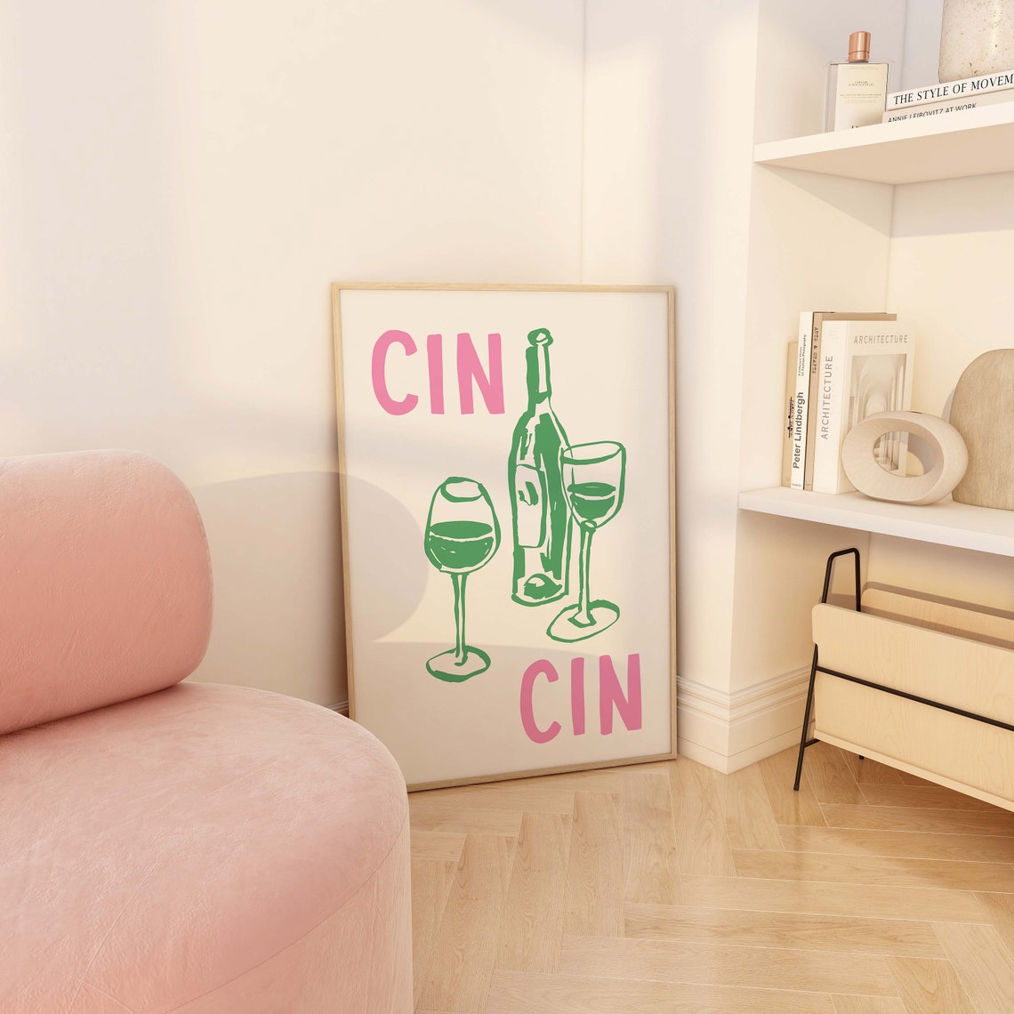 Cin Cin Print Art Cute Wine Sketch Print Cocktail Bar Art Trendy Kitchen Print Cheers Wall Art - Image 2