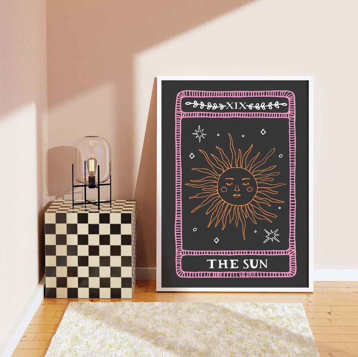 The Sun Tarot Card XIX Orange Smiling Face Celestial Wall Art - Image 6