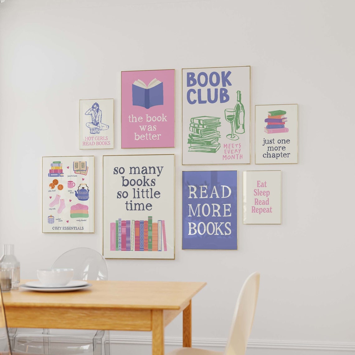 Book Lover Gallery Wall Set Eight Framed Reading Quotes Poster - Image 4