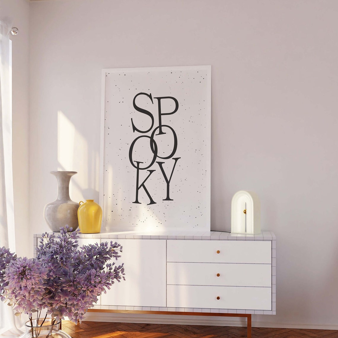 Spooky Minimal White Halloween Typography Art Wall Decor Poster - Image 2