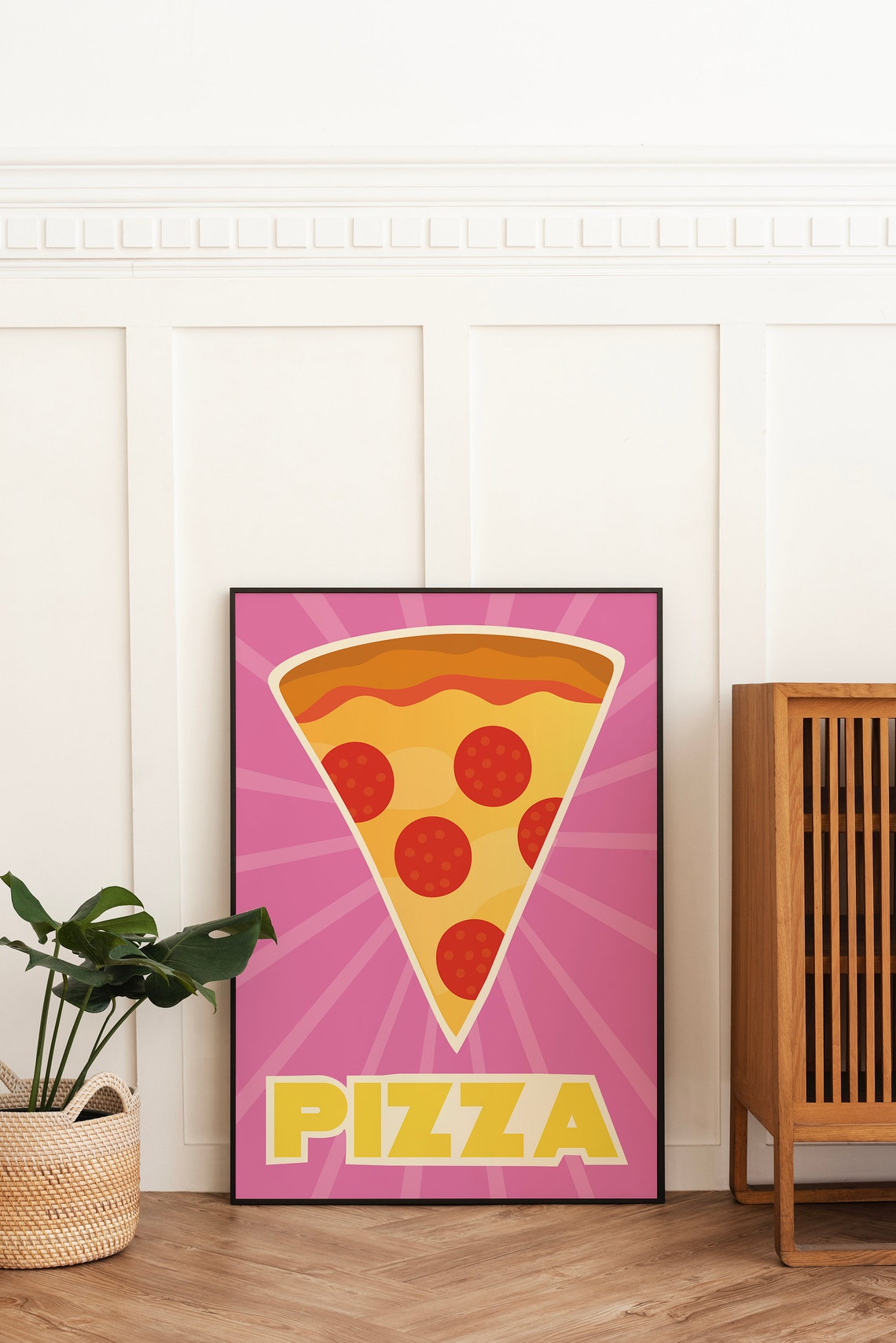 Pizza Print Art Pink Kitchen Decor Retro Pizza Poster Cute Food Kitchen Art - Image 6