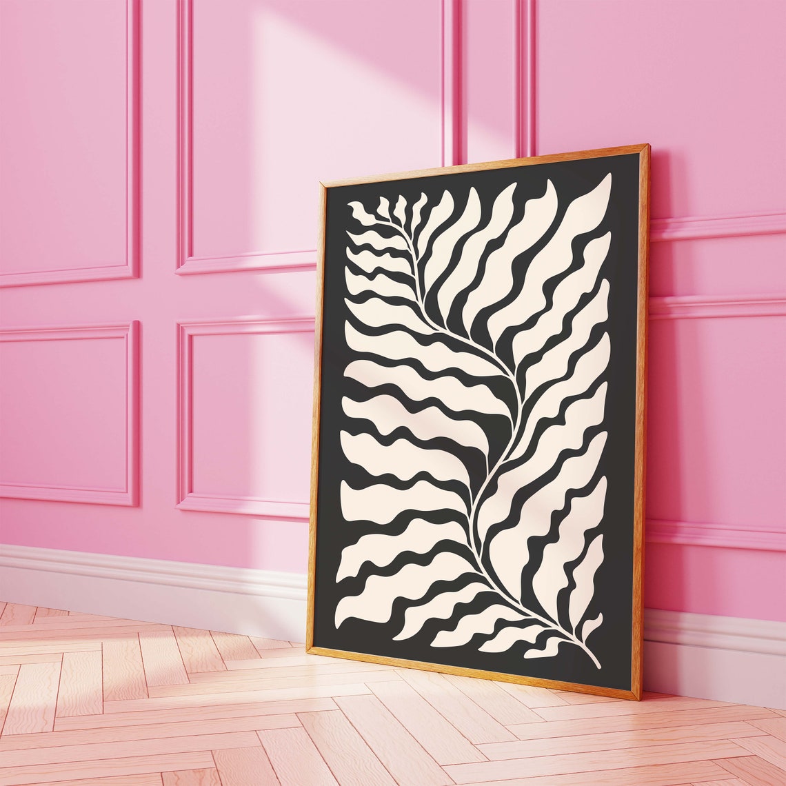 Black Abstract Botanical Fern Leaf Modern Art Wall Decor Poster - Image 3