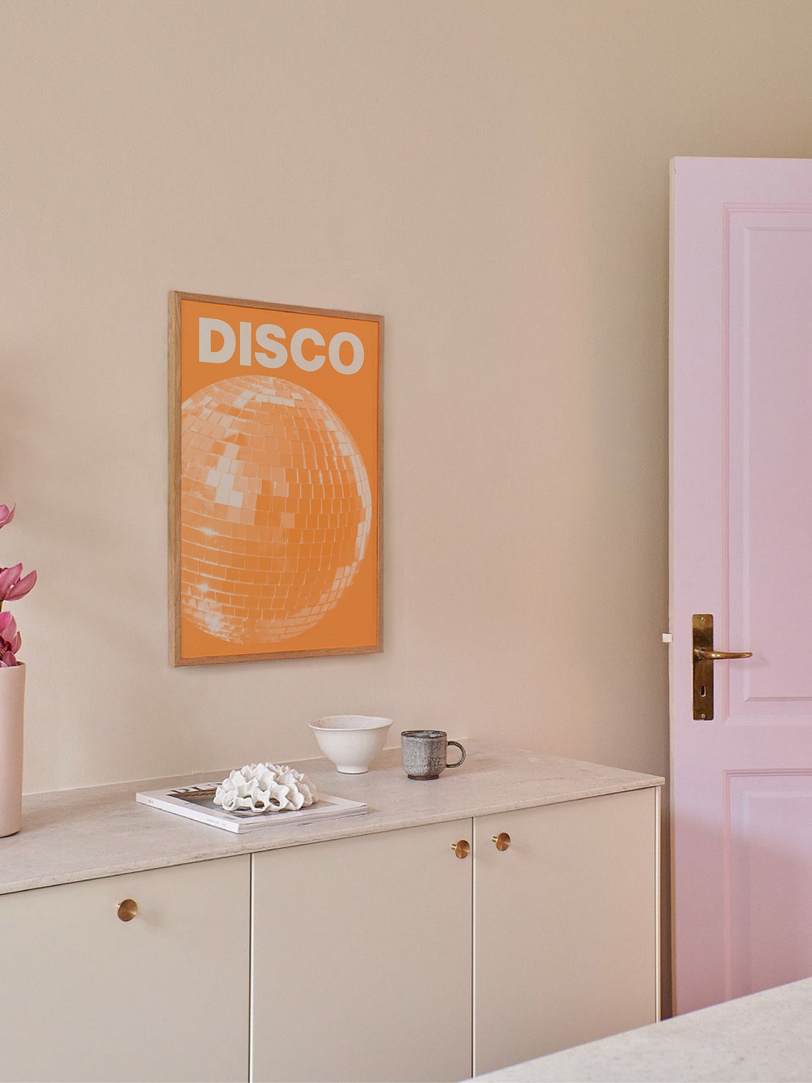 Disco Ball Orange Retro Party Mirror Ball Dance Decor Poster - Image 4