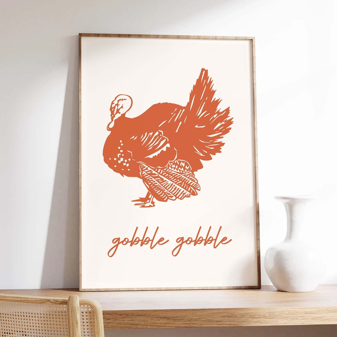 Gobble Gobble Turkey Orange Minimal Thanksgiving Wall Decor Poster - Image 4