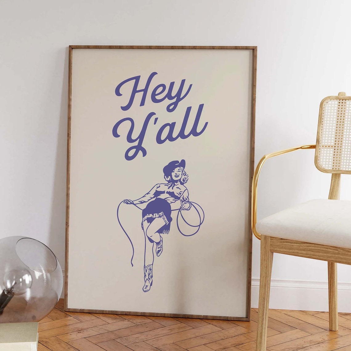 Hey Yall Print Art Retro Cowgirl Wall Art Country Western Art Print Neutral Art Print Trendy Pin Up Wall Art - Image 4