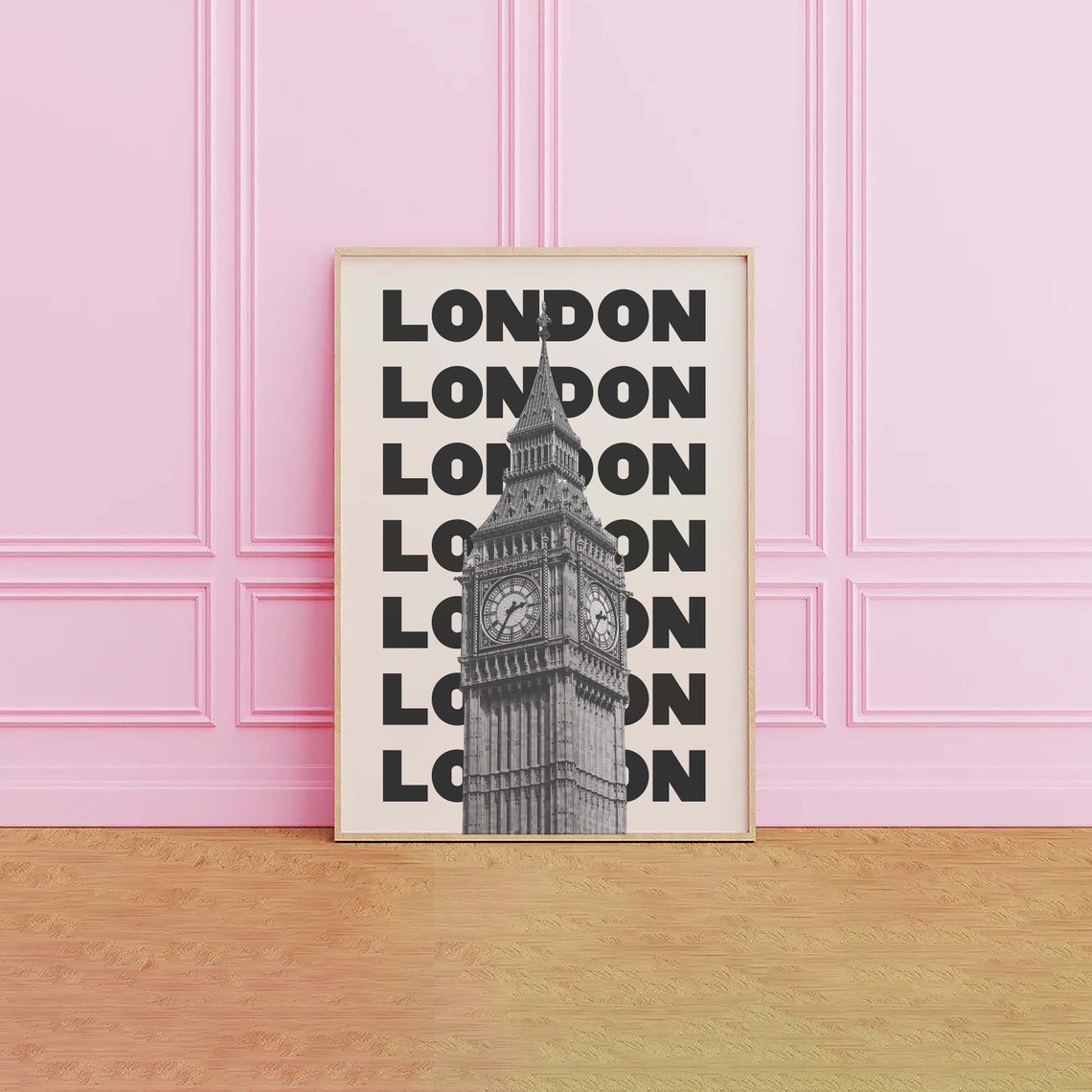 London Big Ben Clock Tower Black White Typography Travel Poster - Image 6
