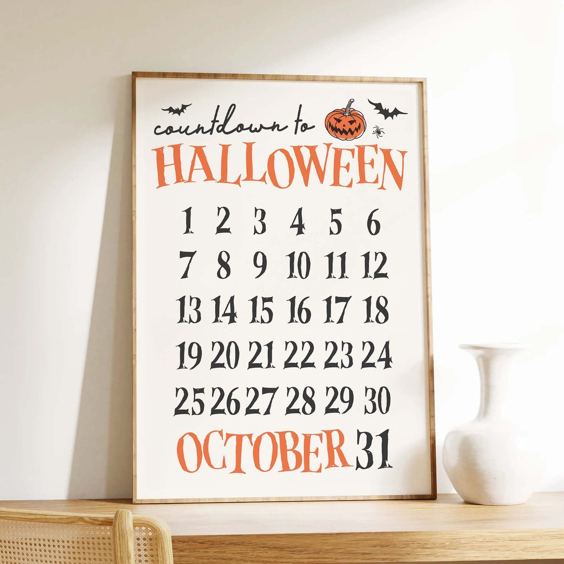 Countdown to Halloween October Calendar Art Poster for Fall Decor - Image 3