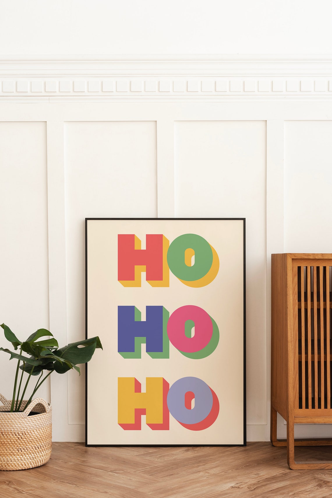 Christmas Ho Ho Ho Print Art Cute Christmas Decor Colorful Holiday Wall Art - Image 6