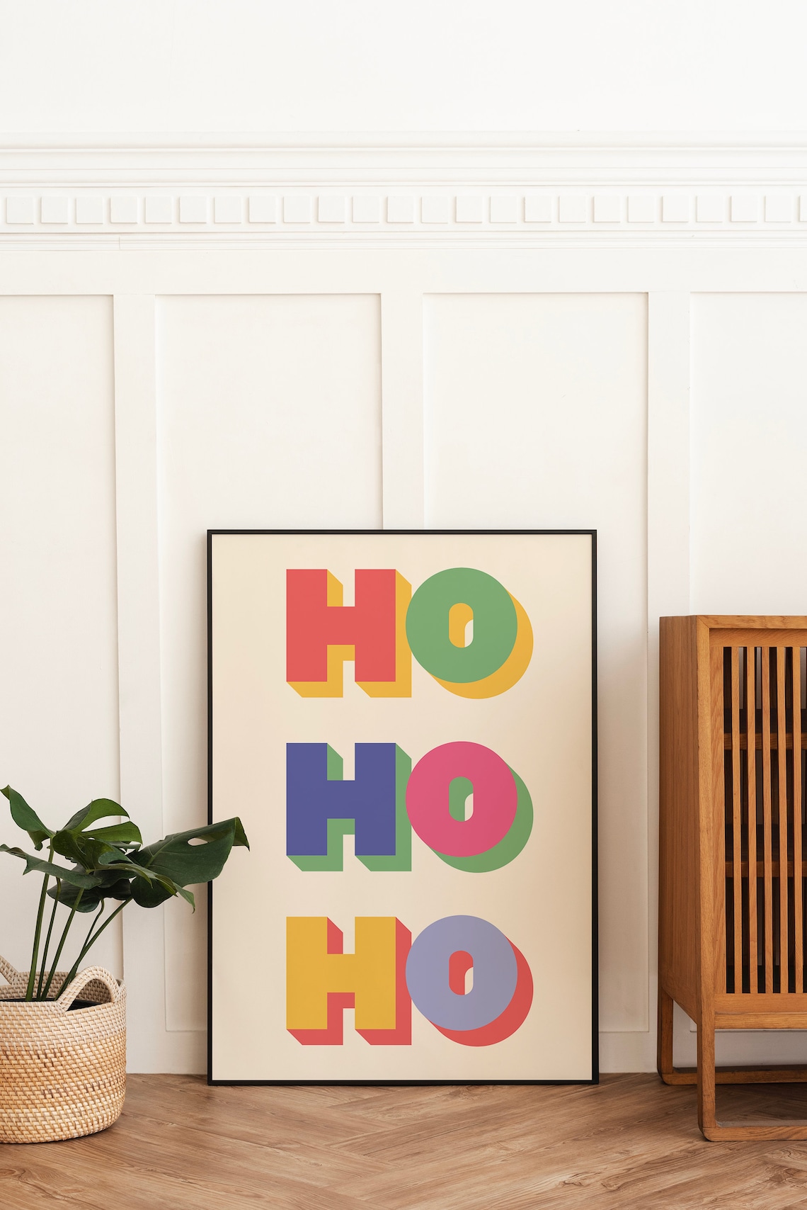 Ho Ho Ho Colorful 3D Block Letters Retro Christmas Art Poster - Image 6