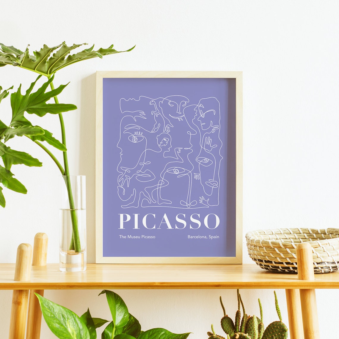 Picasso Abstract Line Art Faces Lavender Purple Exhibition Poster - Image 5