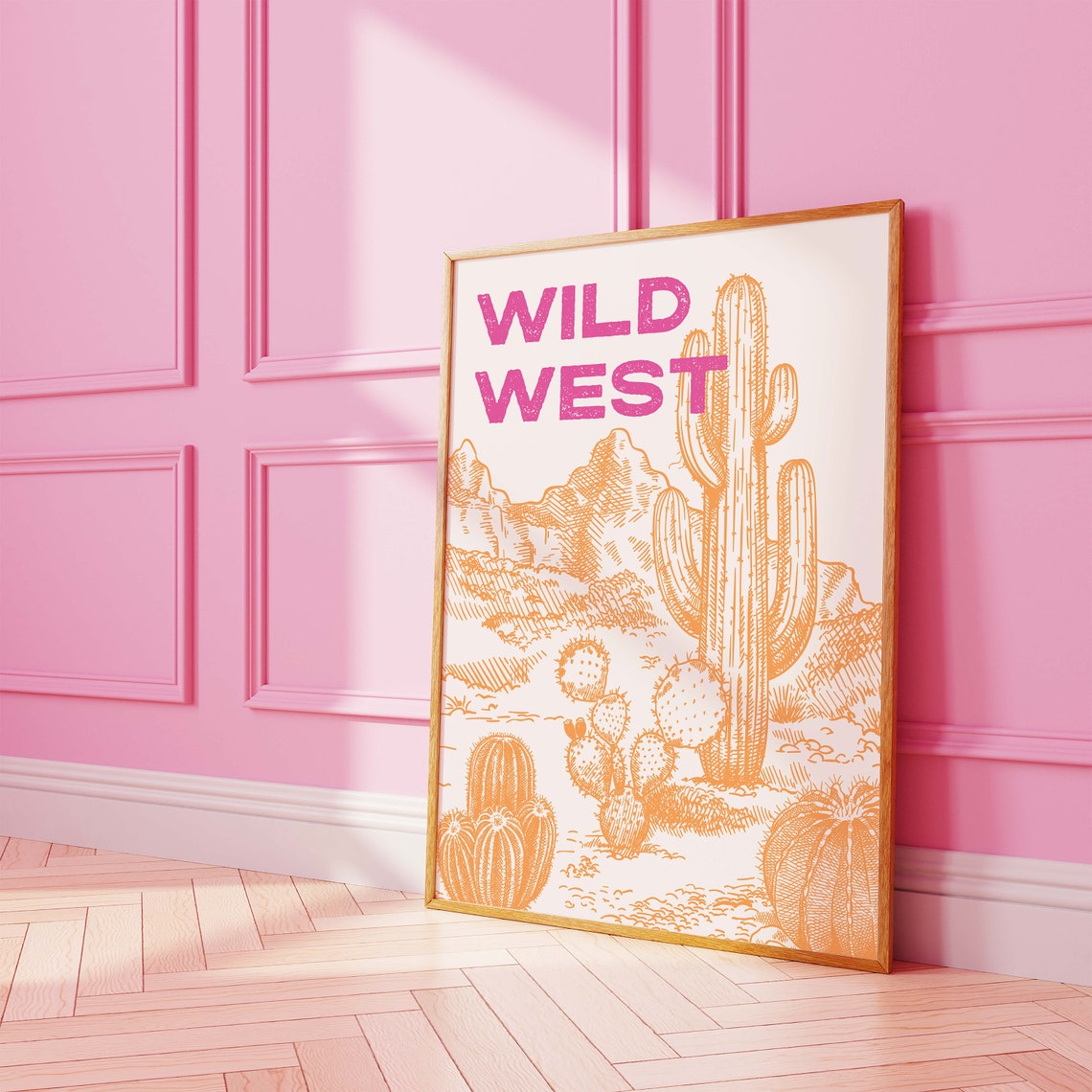 Wild West Pink Cactus Desert Western Cowboy Wall Decor Poster - Image 4