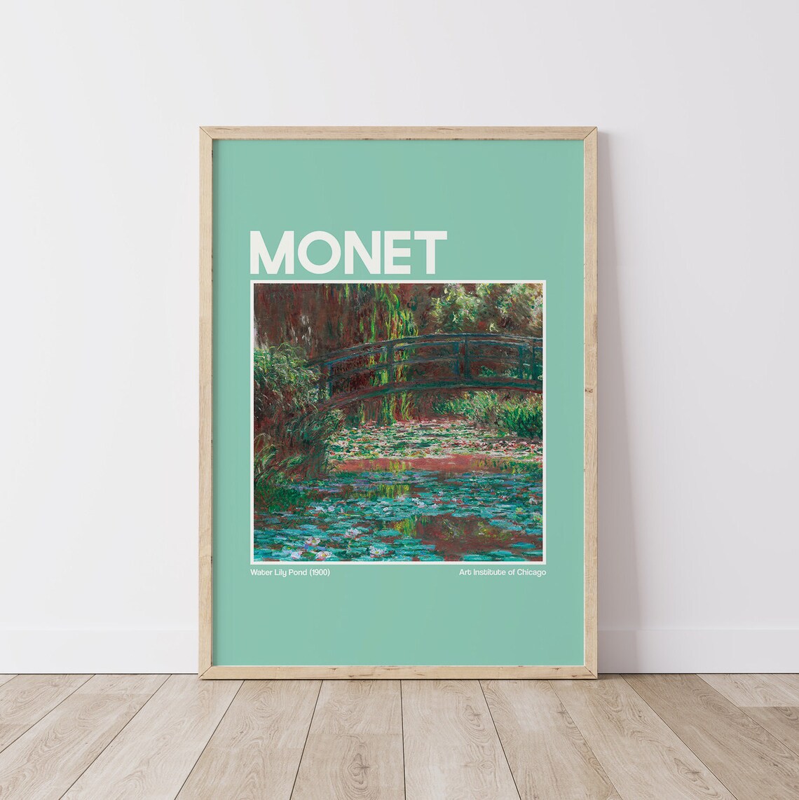 Monet Water Lily Pond Green Exhibition Poster Bridge Chicago Art - Image 4