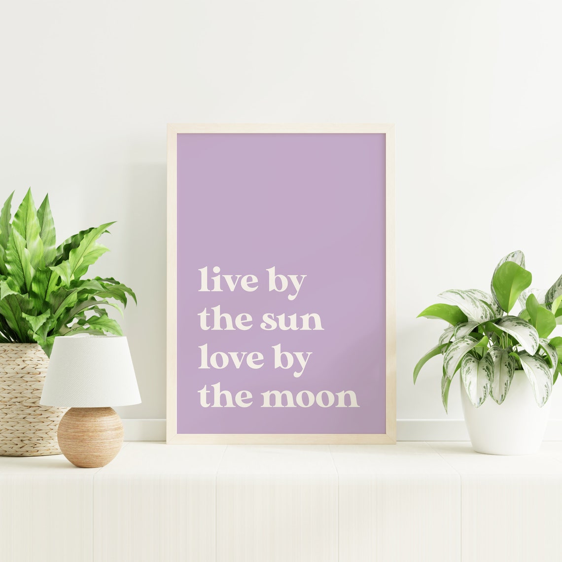 Live by the Sun Love by the Moon Lilac Quote Typography Poster - Image 3