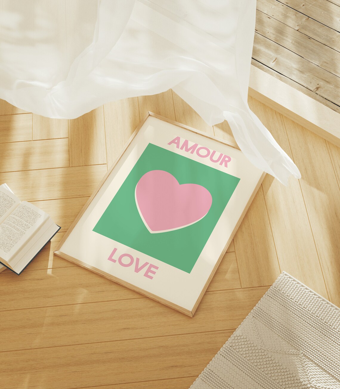 Amour Love Pink Heart Fresh Green French Inspired Room Decor Poster - Image 5