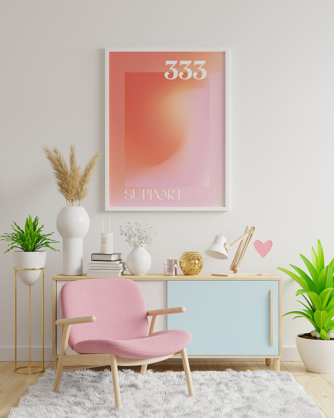 Angel Number 333 Support Poster with Coral Aura Gradient Design - Image 5