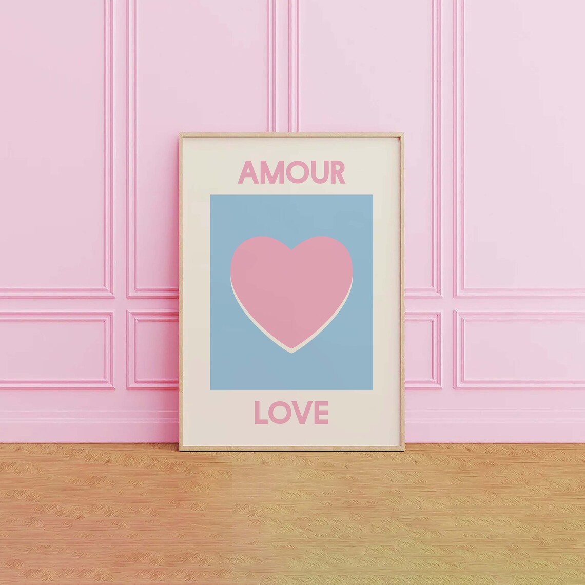 Amour Love Pink Heart Sky Blue French Inspired Room Decor Poster - Image 3