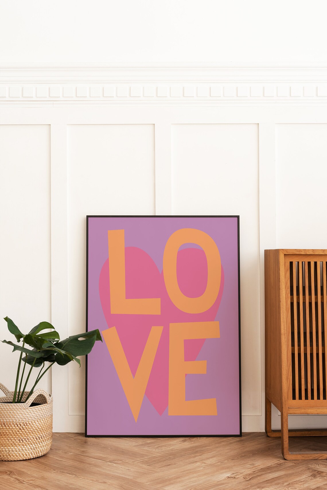 Love Typography Orange Letters Pink Heart Inspirational Art Poster - Image 3