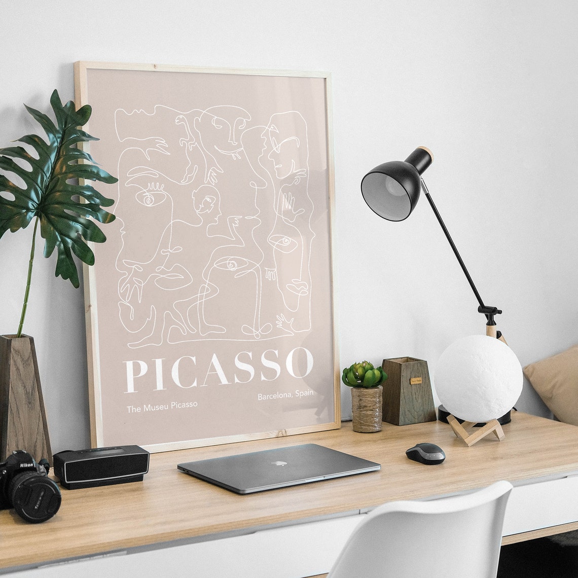 Picasso Line Drawing Print Art Abstract Neutral Beige Picasso Art Cute Trendy Wall Art - Image 3