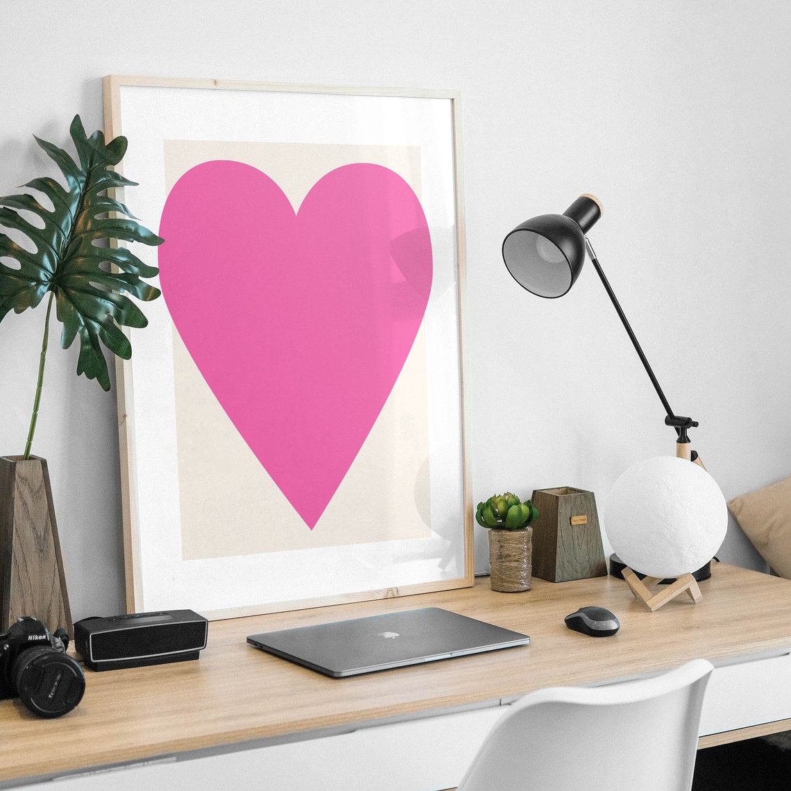 Pink Heart Print Art Abstract Minimal Heart Poster Art Cute Trendy Wall Art - Image 4