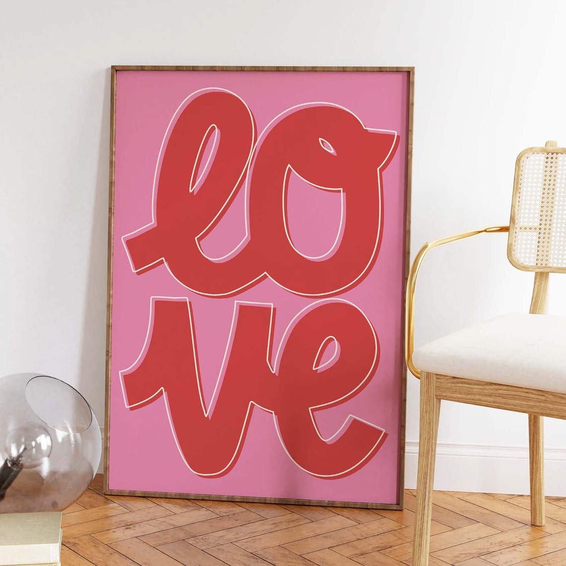 Love Print Art Valentines Day Decor Pink Red Wall Art Trendy Valentines Cute Love Print - Image 3