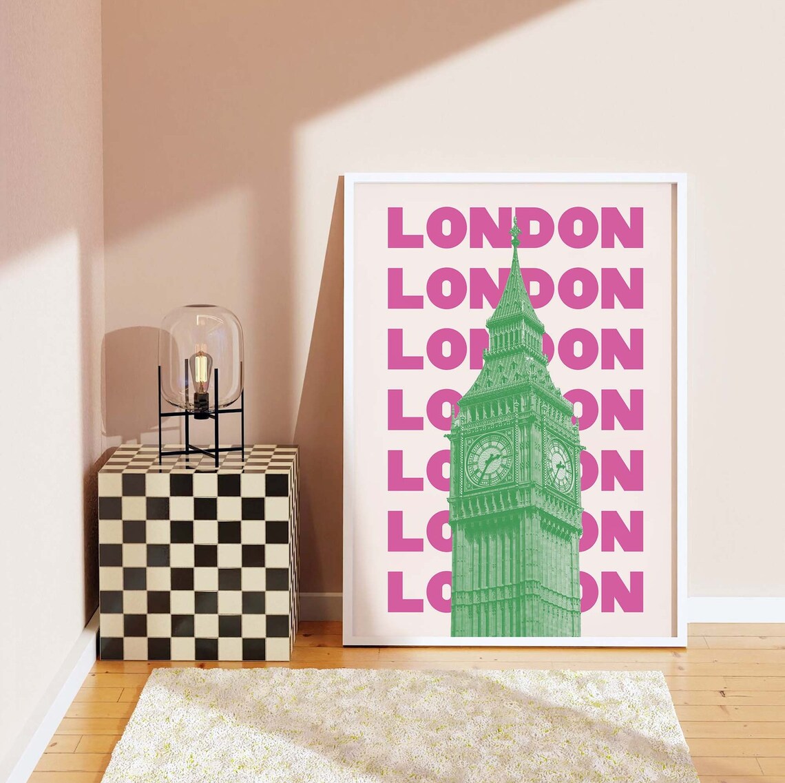 London Big Ben Green Photo Pink Repeat Typography Travel Poster - Image 5