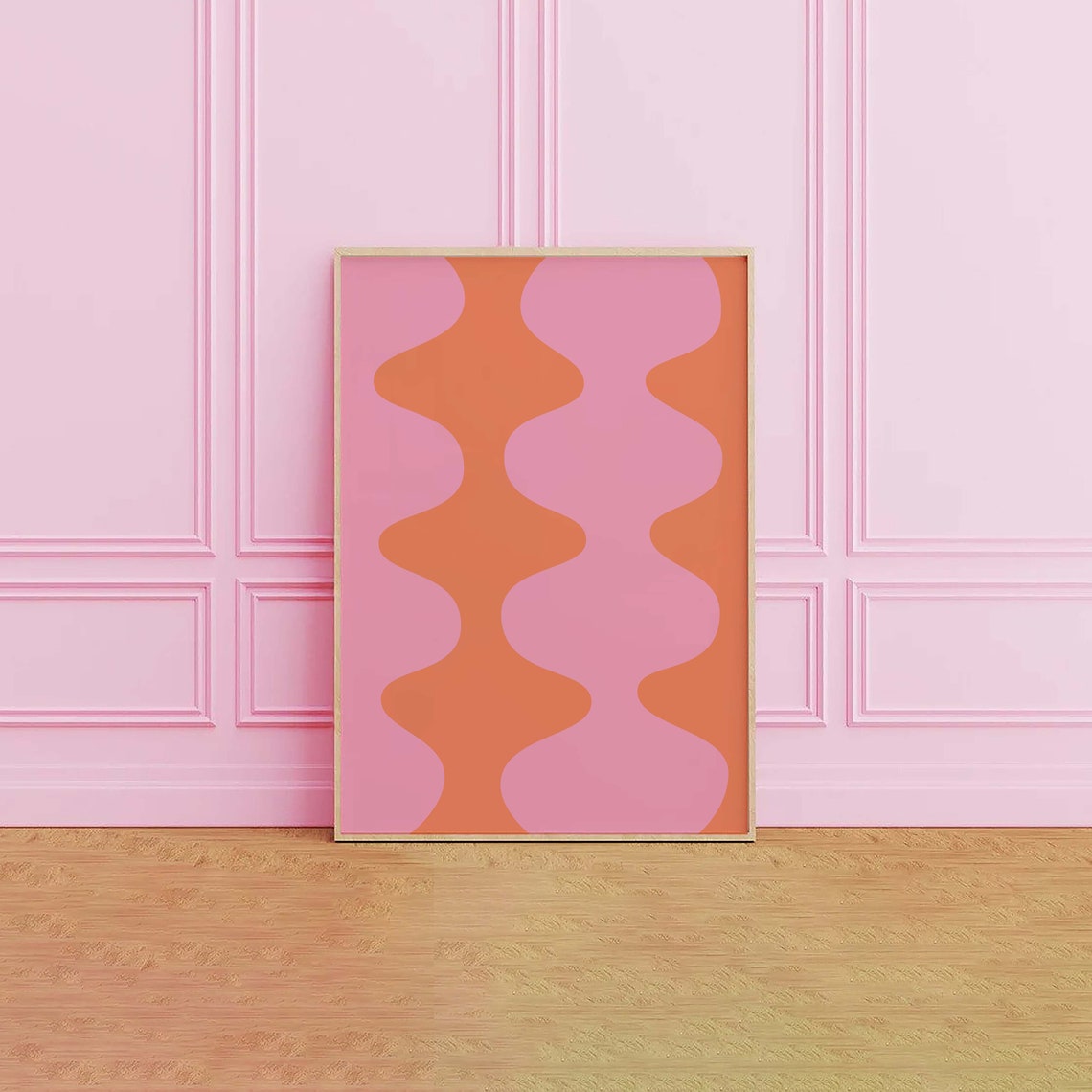 Pink Orange Wavy Abstract Groovy Retro 70s Wall Decor Poster - Image 4