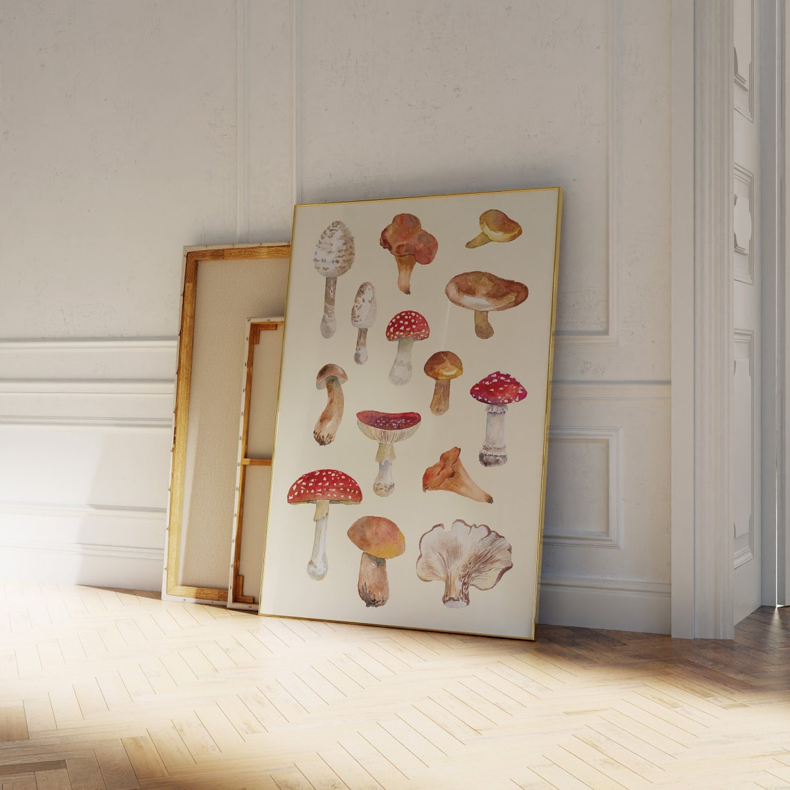 Watercolor Mushrooms Autumn Botanical Toadstool Wall Decor Poster - Image 3