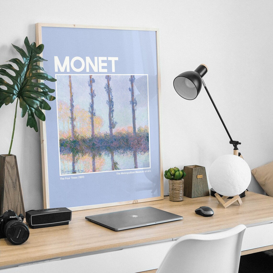 Monet The Four Trees Blue Exhibition Poster Impressionist Met Art - Image 2