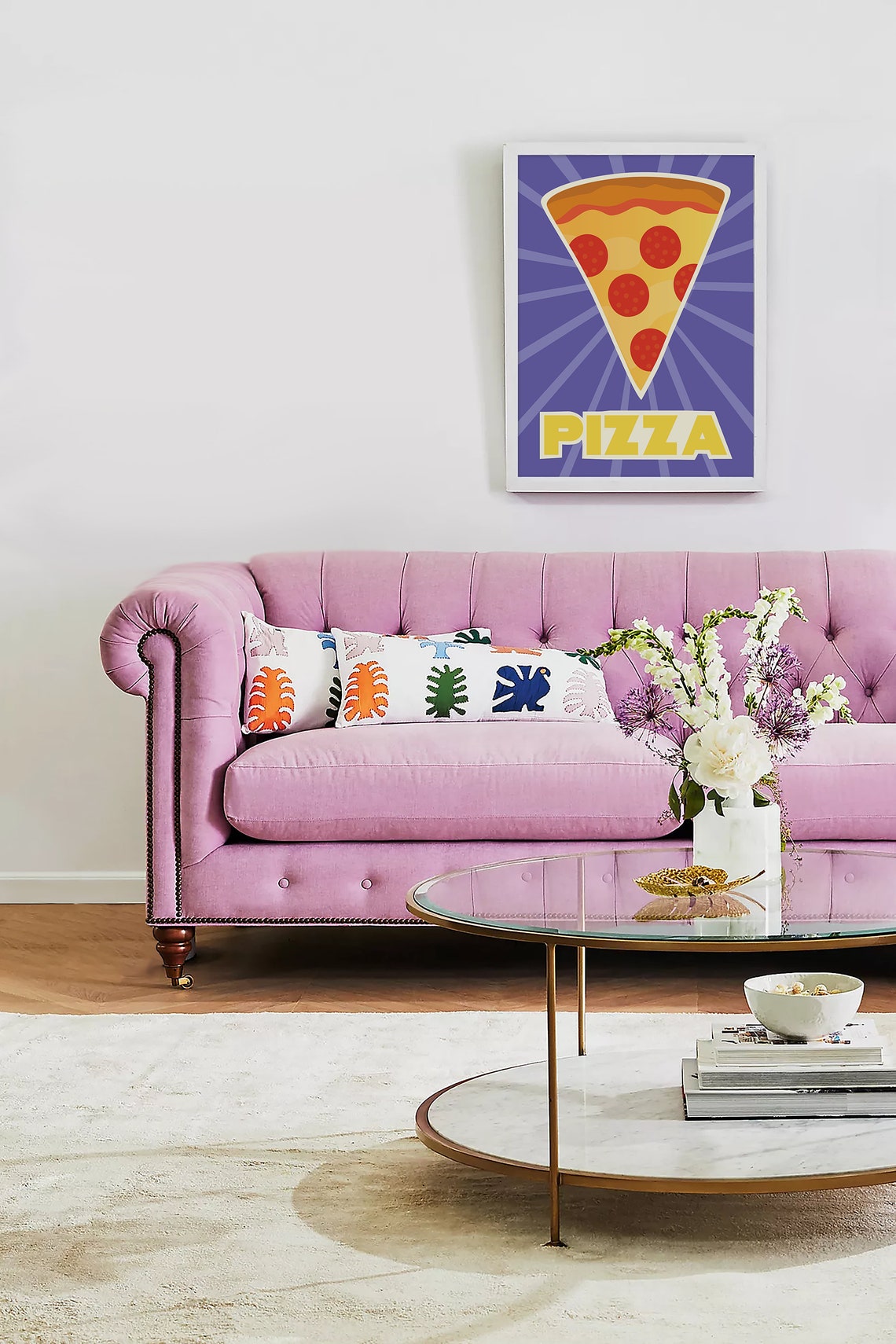 Pepperoni Pizza Slice Purple Pop Art Style Retro Kitchen Wall Poster - Image 6