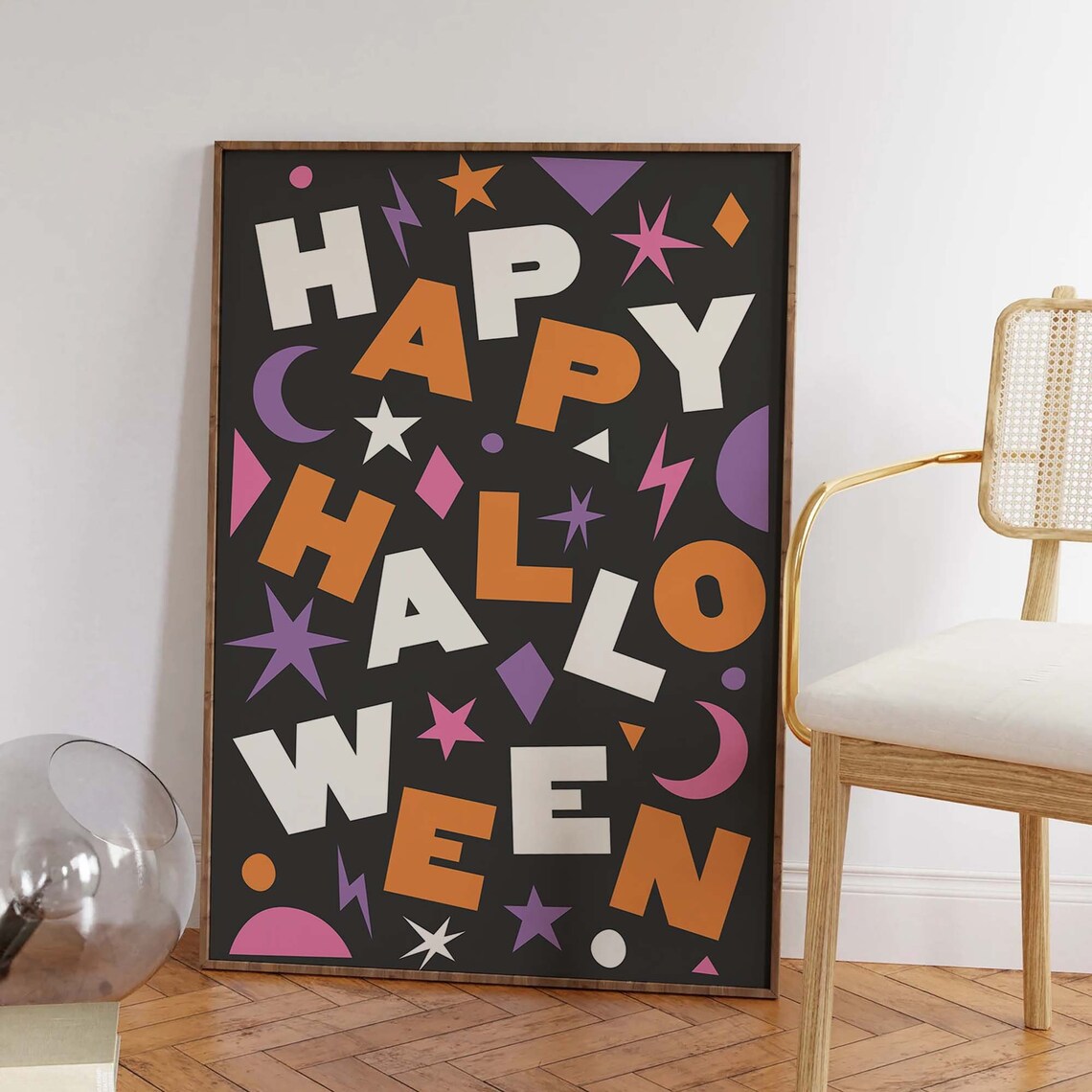 Scattered Playful Happy Halloween Lettering Starburst Poster - Image 6